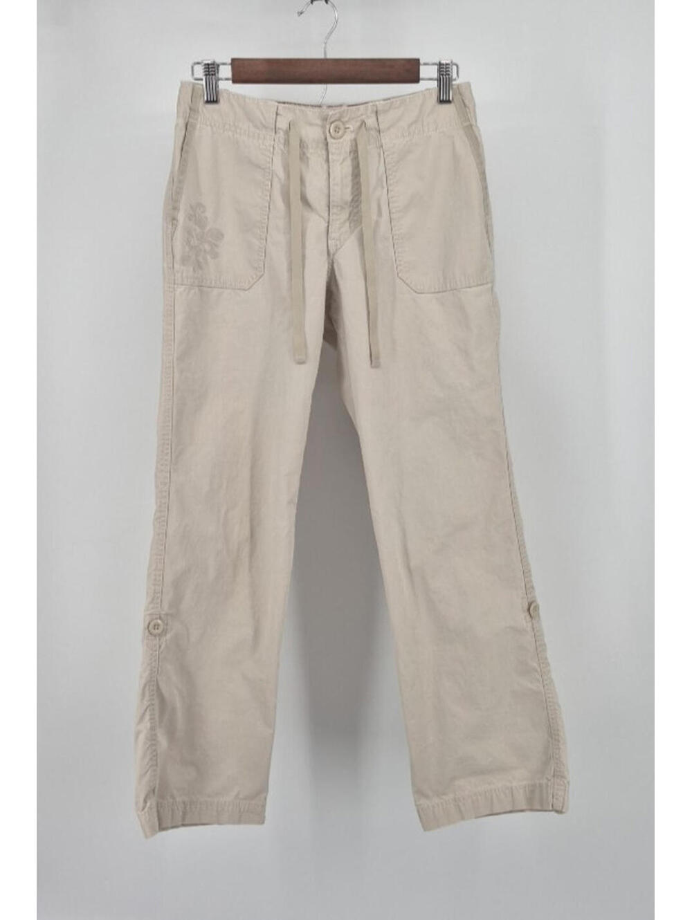 Eddie Bauer Women’s 100% Cotton Cargo Beige Tan Convertible Capri Pants Size 2